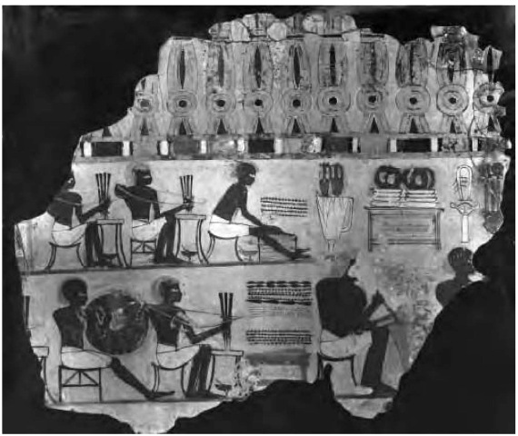 Skilled metal workers displayed on a painted wall using the rich metals exploited in various mines, part of Egypt's rich natural resources. (Hulton Archive.)