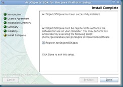 ArcObjectsSDKJava Registration