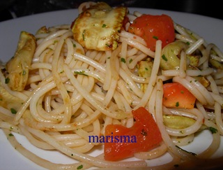 espaguetis con calabacin,racion