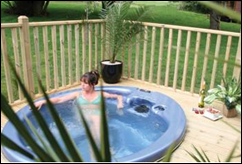 Relax in the Private Hot Tub with your Lodge Accommodation