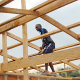  &ndash; James working on the roof of the school in Kabala. February 11, 2008....© 2008 NHA photos