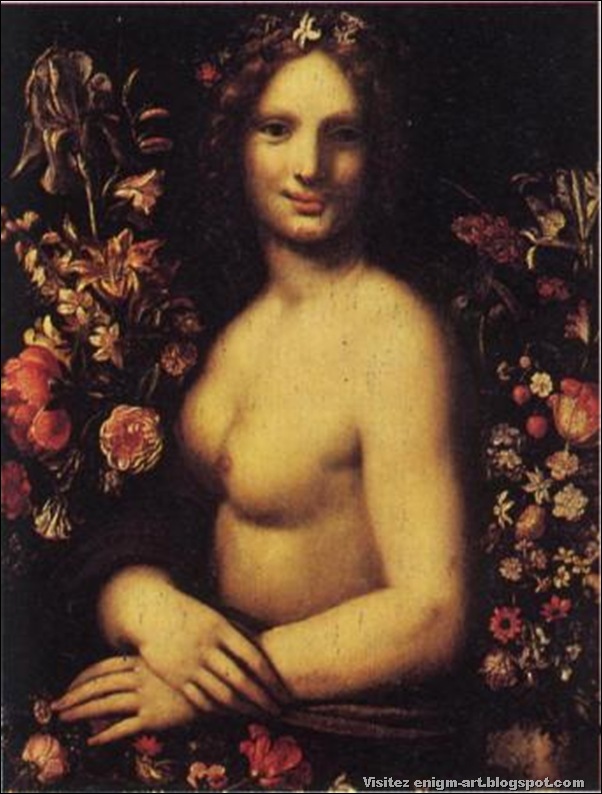Flore ou la Joconde nue peinture anonyme du XVII siècle Flore ou la Joconde nue peinture anonyme du XVII siècle