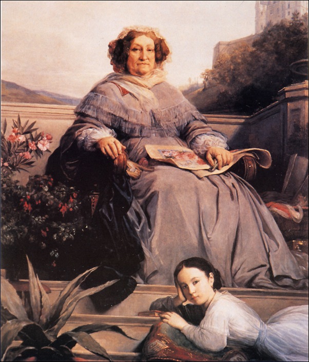 Portrait de la Veuve Clicquot avec Anne de Montemart-Rochechouart peinte par Léon Cogniet , 1860