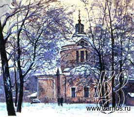 Крюковский Валерий Николаевич. Николо-Кузнецкий храм. Иней, холст, масло, 87х108 см., 1990 г.
