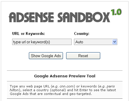 AdSense sandbox
