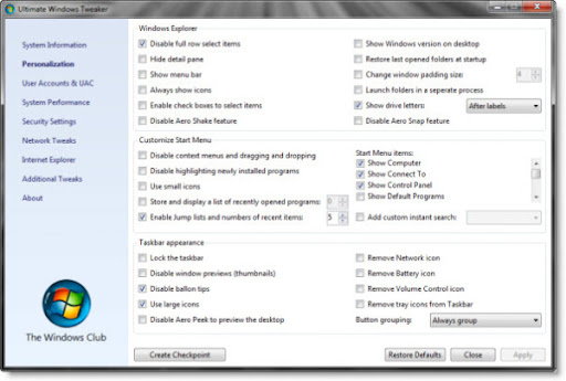 ultimate windows tweaker v2 Free Windows 7 Tweaks