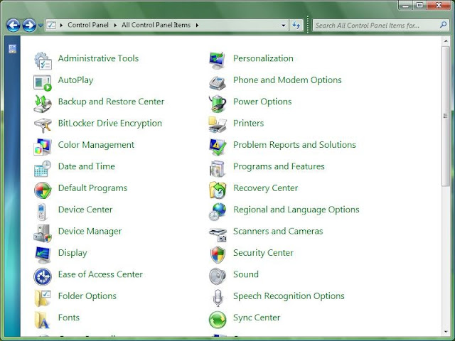 Windows 7 All Control Panel Items
