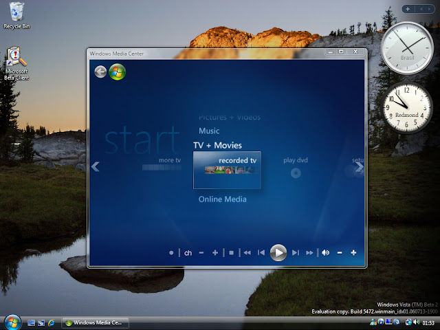Windows Media Center Screenshoots