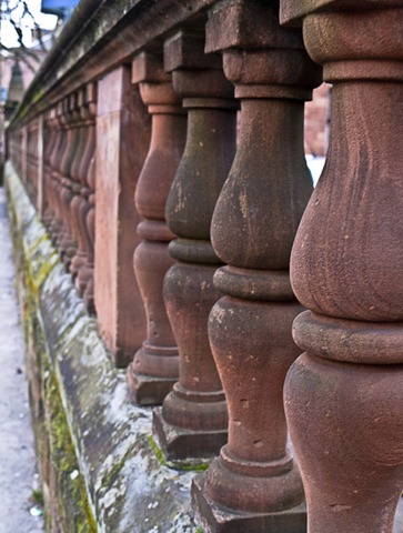 Ornamental Stone Wall  - focus at near point