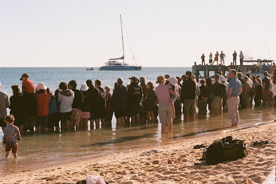 Lining up to view the dolphins.