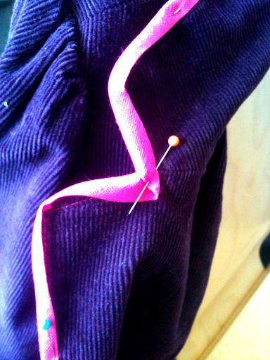 Just about to sew the final edgestitch, you can see the first row just underneath