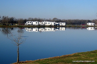 Pond like a mirror on Sunday morning.