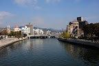 Genbaku Dome across the Aioi River toward the Aioi Bridge, Hiroshima