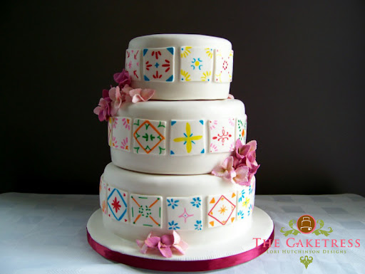 Mexican themed Wedding Cake Cranberry Resort Hand painted Cakes