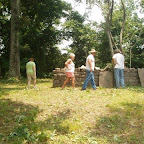 Joyce, Betty, Owen and George discuss the wall which was vandalized last summer!