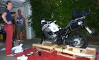 Michis Moped auf der Palette