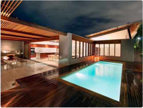 contemporary residence with swimming pool
