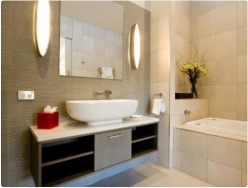 luxury bathroom suite decoration in apartments