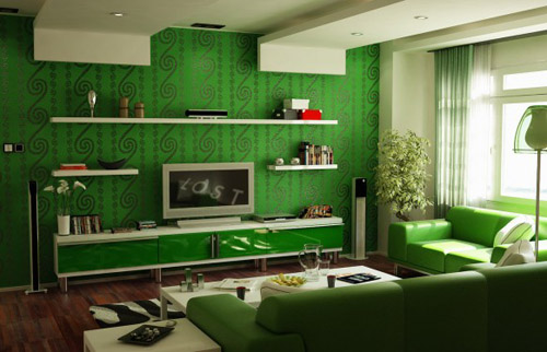 green living room theme design ideas