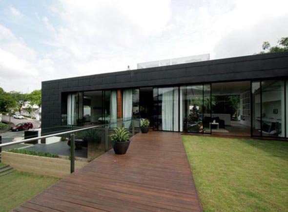 modern architecture design from wood and glass