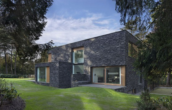 black color stone house design