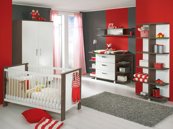 red and white baby nursery furniture design