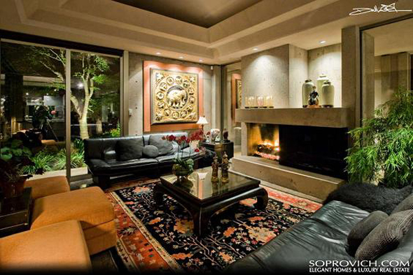 luxury family room interior with photo