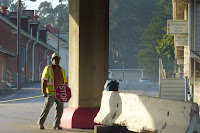 Flagman under Doyle Drive Photo