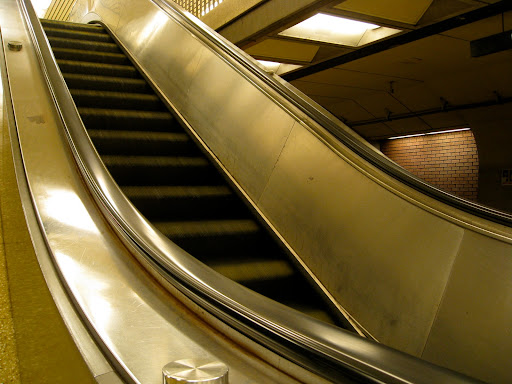 Escalator in motion