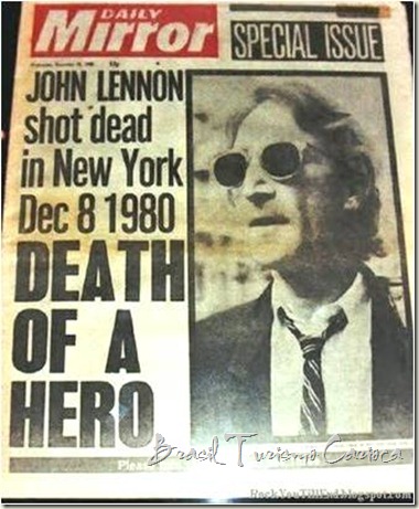 Daily Mirror anunciando a morte de John Lennon 1980