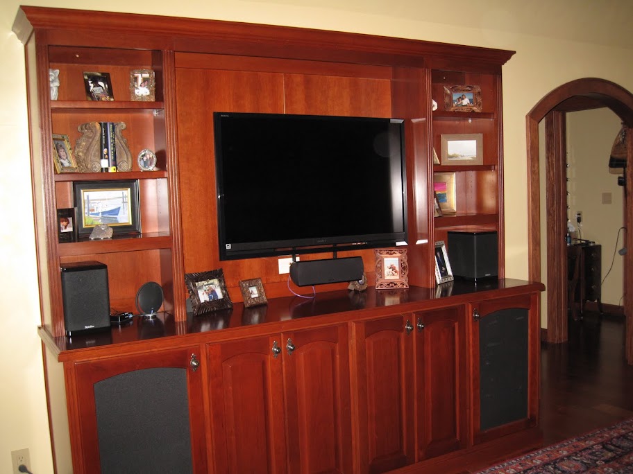 Custome Media Cabinet Refinished in Cherry