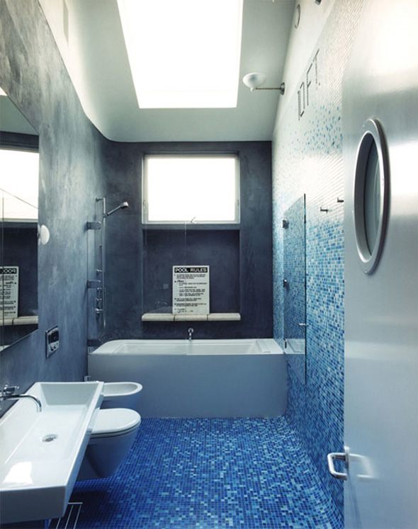 modern blue bathroom interior decorating design