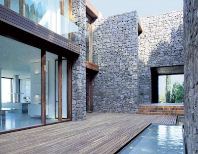 contemporary stone decor house design plans