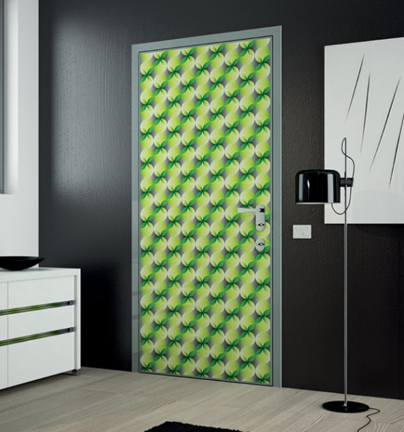 custom green color printed door design ideas