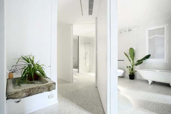 contemporary retro white apartment design ideas