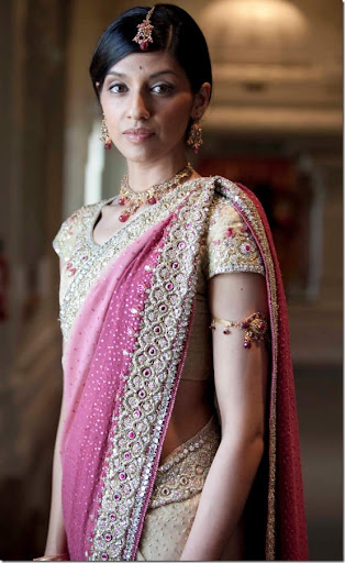 Model Anjhula in Tarun Tahilian designer sari at her postengagement 