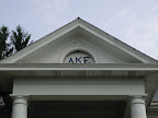 The old letters on the DKE House in September 2002, after post-fire renovations were completed.