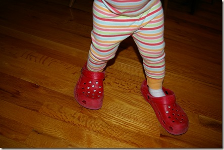 Reagan wearing grandma's shoes