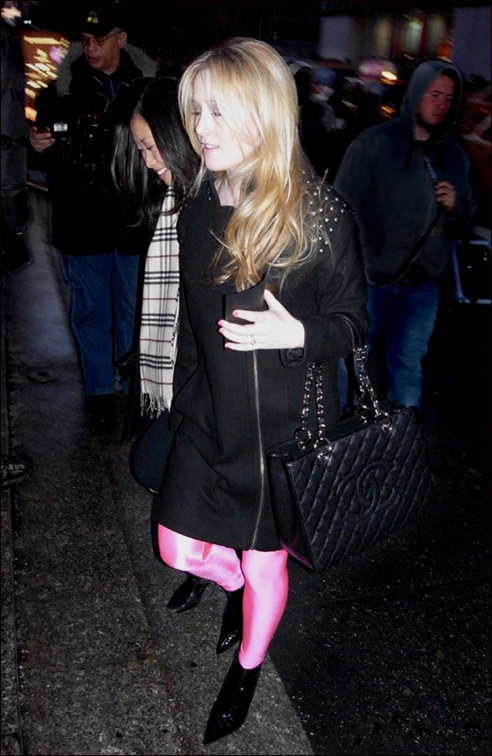 w 2 chanel bag pink leggings black coat studs