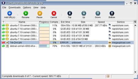 国外网盘下载利器:FreeRapid Downloader
