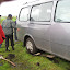 The van got stuck in the mud!