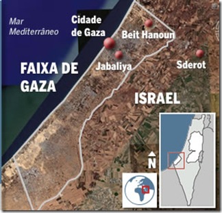 Mapa da Faixa de Gaza