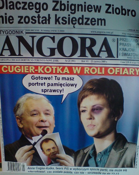 Angora 20 czerwca 2009, okładka, Anna Cugier-Kotka, Jarosław Kaczyński, PiS, Donald Tusk, PO, Jacek Kurski