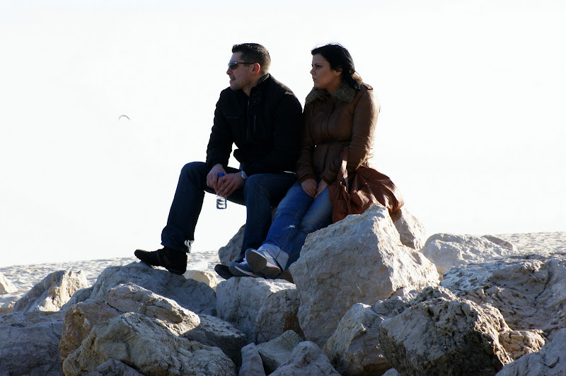 Pessoas na praia da Figueirinha