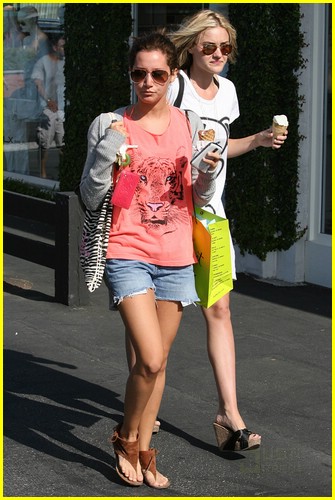 -Malibu, CA - 4/25/2010 - Ashley Tisdale, Aly Michalka and AJ Michalka having some ice cream after at Planet Blue in Malibu.  -PICTURED: Ashley Tisdale, AJ Michalka -PHOTO by: Norman Scott/startraksphoto.com -BLLv39055   Event # 393419C871 Picture # 393419CC013