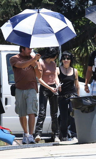 07-16-09 Los Angeles, CA Actress Kristen Stewart and rock legend Joan Jett are seen on the set of 'The Runaways' in Los Angeles. NON-EXCLUSIVE PIX by Flynet ©2009 818-307-4813 Nicolas