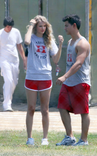 #3341037 A film with a cast already overflowing with talent saw cameos by stars Taylor Lautner and Taylor Swift on July 30, 2009 in Los Angeles, California. Both tween idols enjoyed each other’s company on set, flirting and laughing until director Garry Marshall interrupted them. The newly added actors are playing athletes for the fictional Henderson High School track and field team and Lautner took the opportunity to flaunt his athletic prowess and well-built frame, sprinting, jumping hurdles and doing the high jump while the less sports-inclined Swift did some mild stretching. Fame Pictures, Inc - Santa Monica, CA, USA - +1 (310) 395-0500