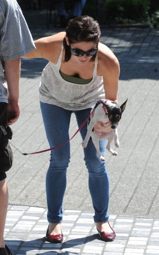 Ashley Greene struggles with her stubborn dog, in Vancouver. The Twilight star was seen walking her dog in downtown Vancouver and seemed to be struggling picking it up as she went about her day. Ashley is in town filming the 3 Twilight film 'Eclipse' <P> Pictured: Ashley Greene <B>Ref: SPL120510 200809 </B><BR/> Picture by: Whittle/Beetham / Splash News<BR/> </P><P> <B>Splash News and Pictures</B><BR/> Los Angeles: 310-821-2666<BR/> New York: 212-619-2666<BR/> London: 870-934-2666<BR/> photodesk@splashnews.com<BR/> </P>