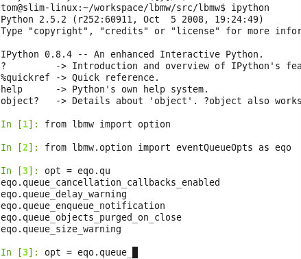 IPython's response to tab