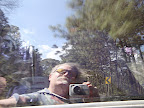 reflections in the pickup window riding back to Valle
